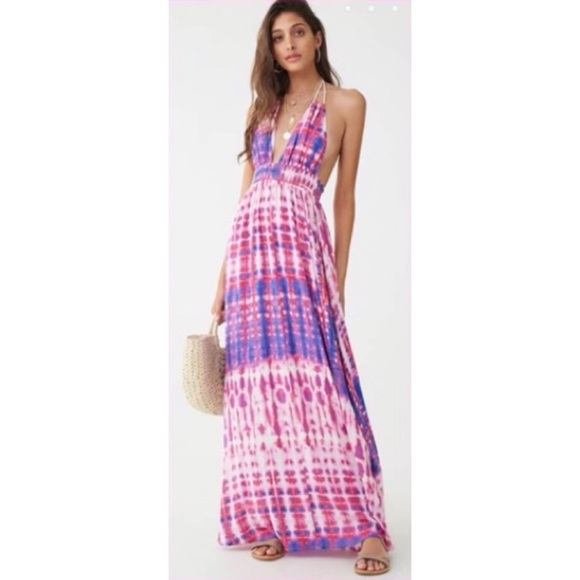 Forever 21 Tie Dye Halter Maxi Dress - Picture 4 of 8
